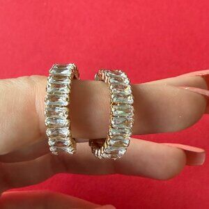 Gold Hoops Earrings with Diamonds